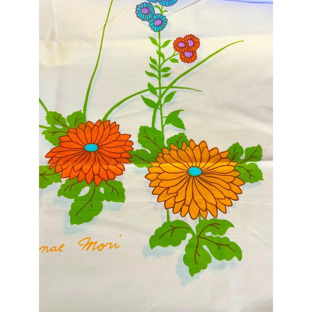 Vintage Martex Hanae Mori Yellow & Orange Flower Pillowcases crochet edges added